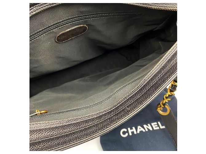 Chanel Borsa a spalla con catena e logo Caviar Nero - vista 8