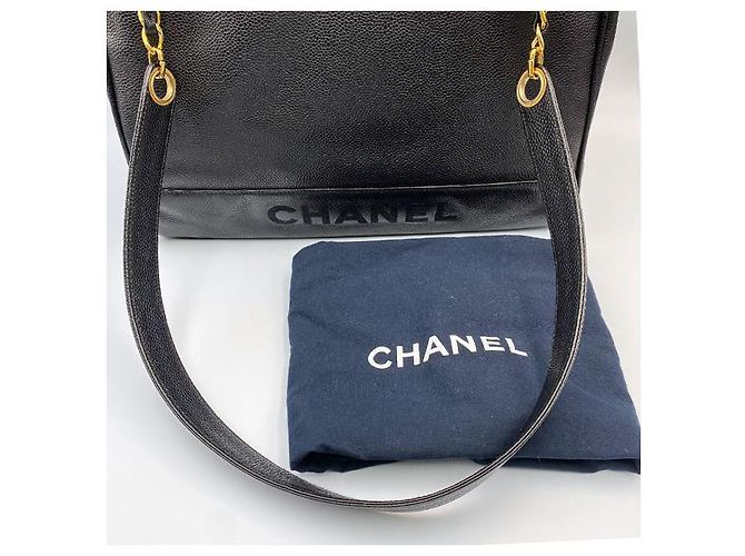 Chanel Borsa a spalla con catena e logo Caviar Nero - vista 9