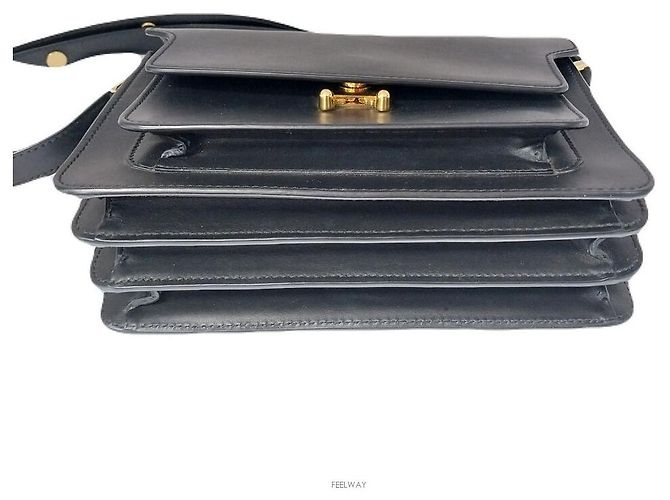 Marni Borsa a spalla media in pelle di vitello Nero - vista 3