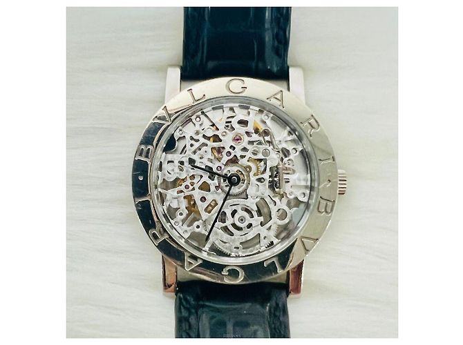 Relógio Bulgari BB Skeleton em ouro branco e couro - vista 6