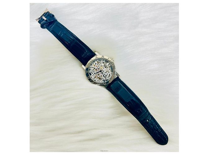 Relógio Bulgari BB Skeleton em ouro branco e couro - vista 7