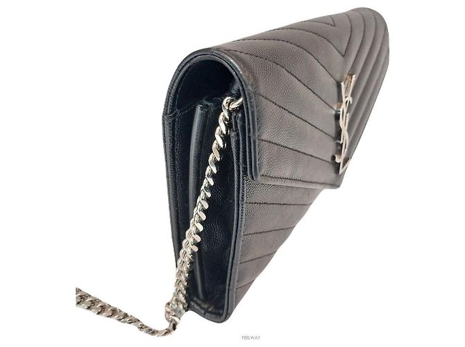 Saint Laurent Borsa a tracolla Matelassé Monogram Kate con catena argento - vista 3