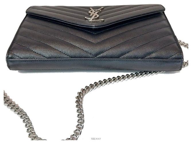 Saint Laurent Borsa a tracolla Matelassé Monogram Kate con catena argento - vista 4