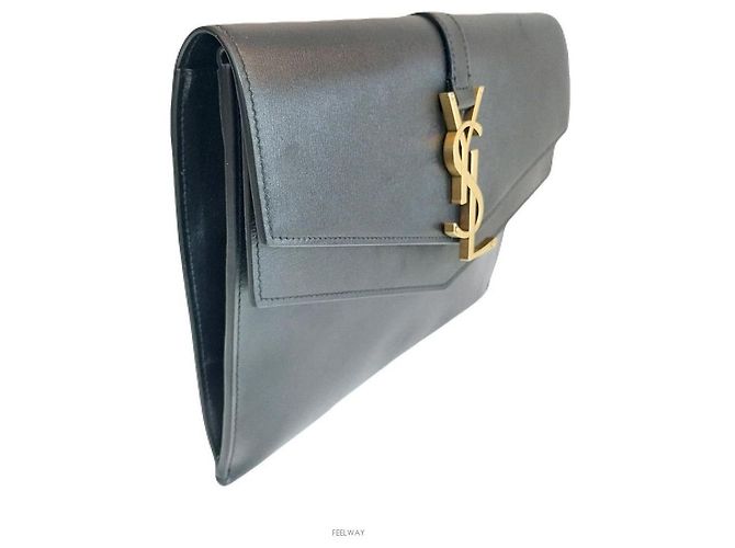 Borsa Clutch Envelope Cassandra di Saint Laurent Nero - vista 3