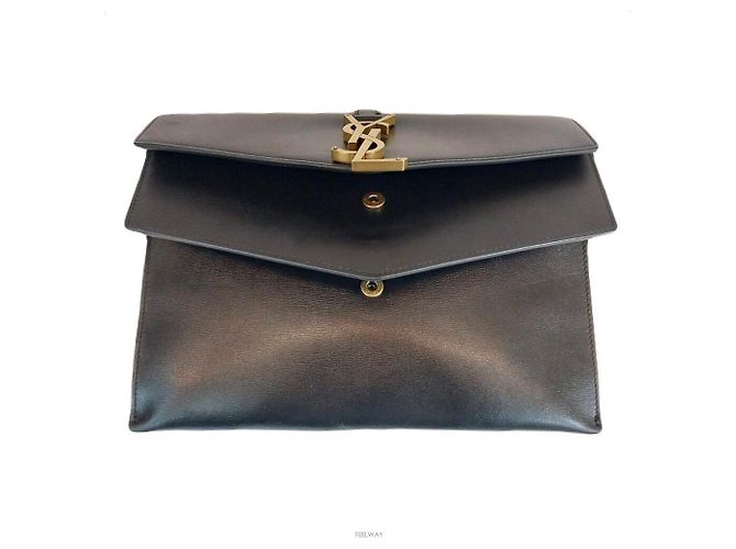 Borsa Clutch Envelope Cassandra di Saint Laurent Nero - vista 7