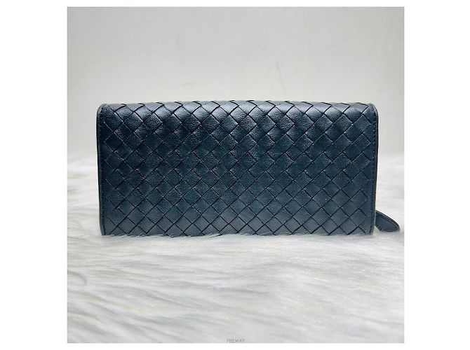 Bottega Veneta Schwarze Intrecciato Klapp-Langbörse - Ansicht 2