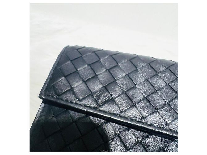 Bottega Veneta Schwarze Intrecciato Klapp-Langbörse - Ansicht 7