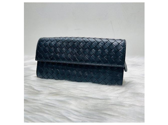 Bottega Veneta Schwarze Intrecciato Klapp-Langbörse - Ansicht 8
