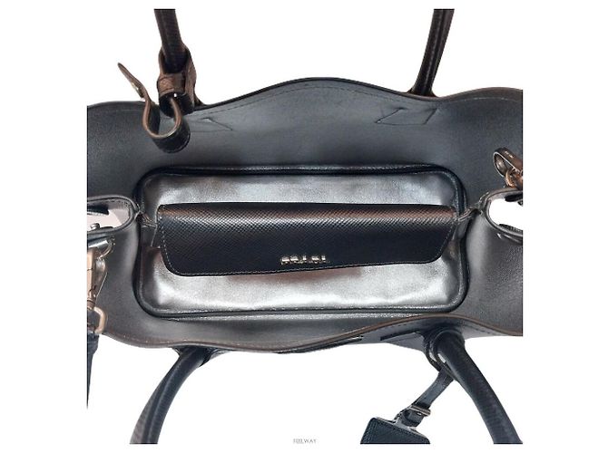 Bolsa de ombro Tote com logo triangular Saffiano duplo Prada Preto - vista 5
