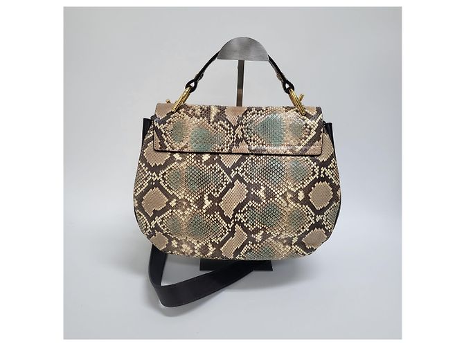 Chloé Bolsa tote e de ombro média em tom dourado Python Drew - vista 10