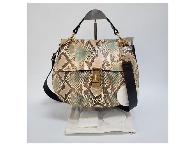 Chloé Bolsa tote e de ombro média em tom dourado Python Drew - vista 8