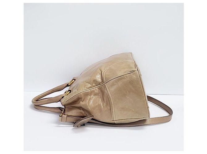 Prada Vitello Shine Gold Tote Bag Marrone - vista 14