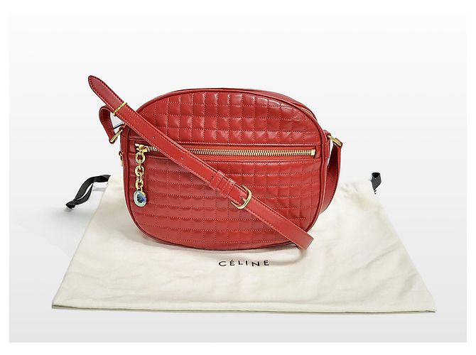 Céline Bolsa transversal de couro de bezerro matelassada Charm Vermelho - vista 13