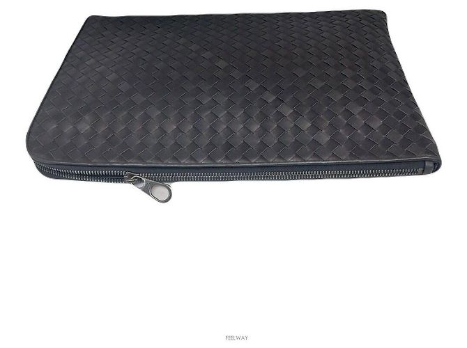 Bottega Veneta Borsa Clutch Grande Intrecciato Nero - vista 3