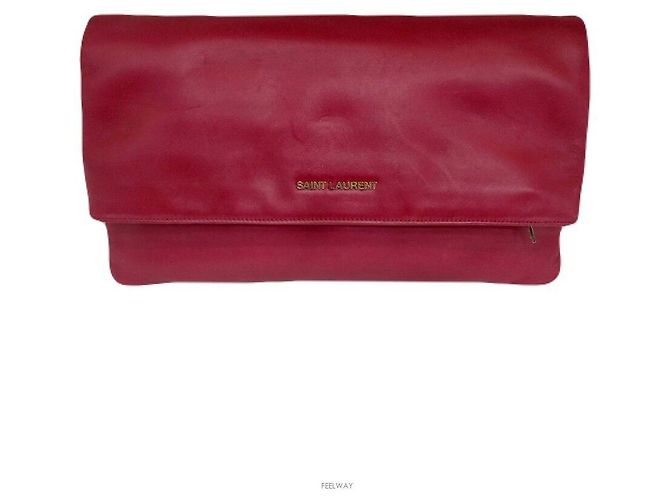Saint Laurent Nuova Borsa Clutch Pieghevole con Patta Rosso - vista 2