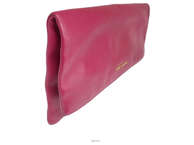 Saint Laurent Nuova Borsa Clutch Pieghevole con Patta Rosso - vista 4