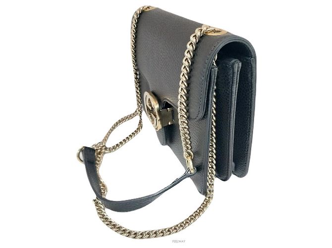 Marmont Gucci Borsa a spalla con catena intrecciata Nero - vista 2