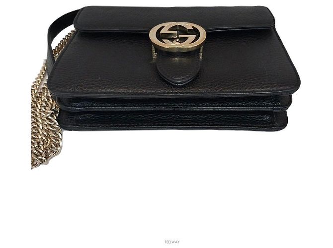 Marmont Gucci Borsa a spalla con catena intrecciata Nero - vista 4