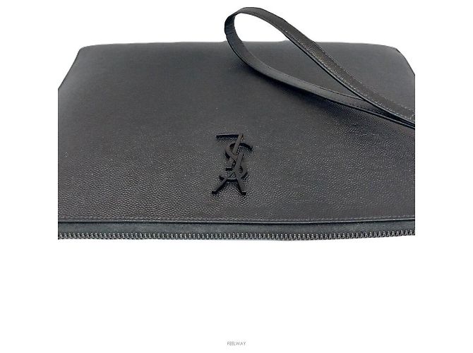 Saint Laurent Borsa clutch per tablet con monogramma Nero - vista 3