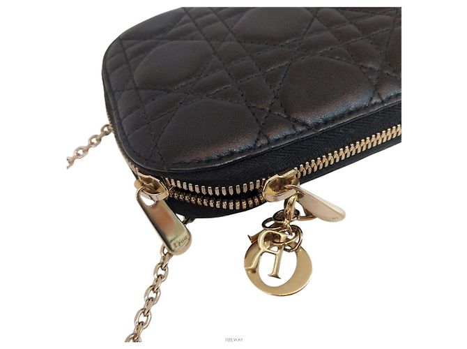 Borsa Crossbody per Telefono Cannage Christian Dior Nero - vista 6