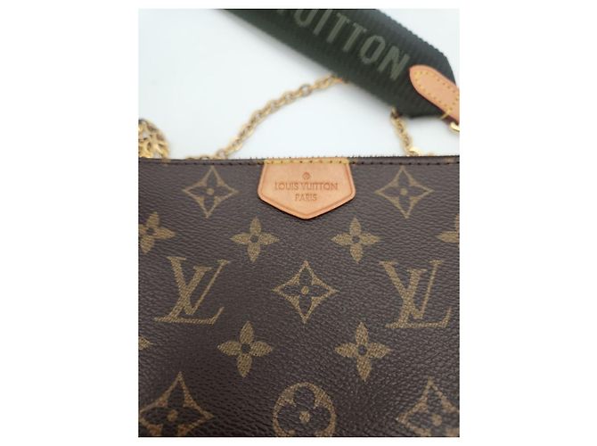 Louis Vuitton Bolso cruzado Multi Pochette Accesorios Caqui Castaño - vista 12