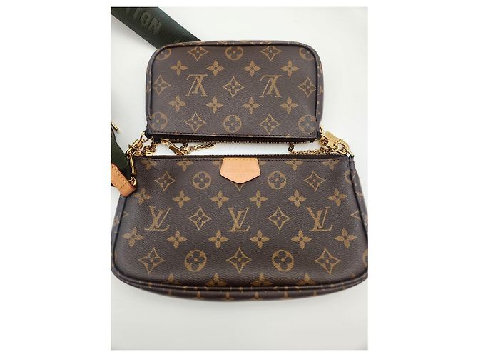 Louis Vuitton Bolso cruzado Multi Pochette Accesorios Caqui Castaño - vista 13
