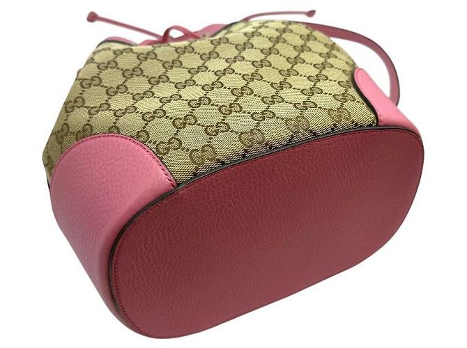 Gucci Borsa a secchiello con coulisse GG in jacquard Rosa - vista 5