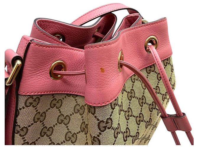 Gucci Borsa a secchiello con coulisse GG in jacquard Rosa - vista 8