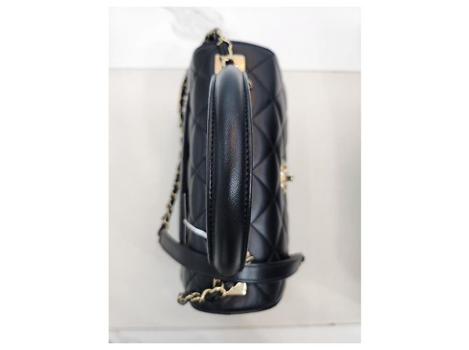 Trendy CC Chanel Borsa tote e a spalla integrata in pelle di agnello CC alla moda Nero - vista 11