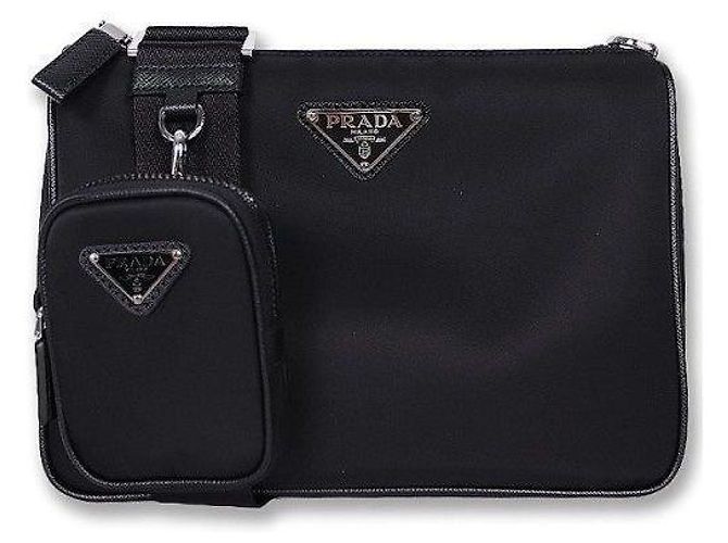 Prada Borsa a tracolla nera con logo triangolare per uomo Nero - vista 2