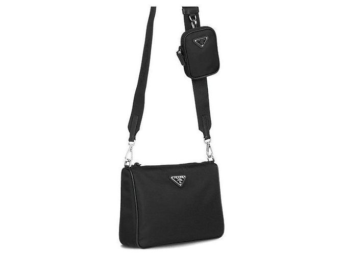 Prada Borsa a tracolla nera con logo triangolare per uomo Nero - vista 3