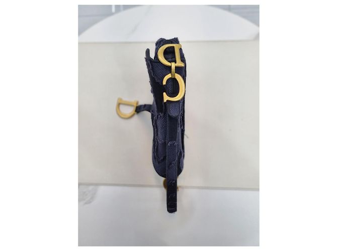 Saddle Dior Bestickte Schultertasche im Camouflage-Karomuster mit zusätzlichem Schultergurt Blau - Ansicht 13