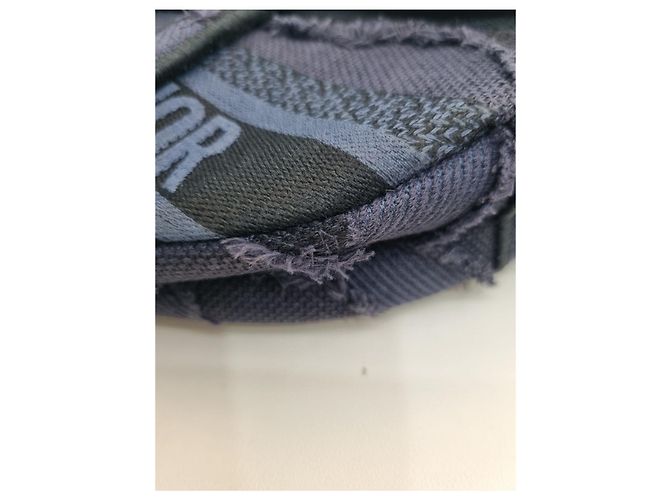 Saddle Dior Bestickte Schultertasche im Camouflage-Karomuster mit zusätzlichem Schultergurt Blau - Ansicht 18