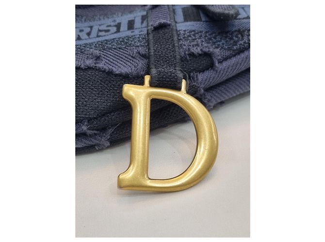 Saddle Dior Bestickte Schultertasche im Camouflage-Karomuster mit zusätzlichem Schultergurt Blau - Ansicht 20