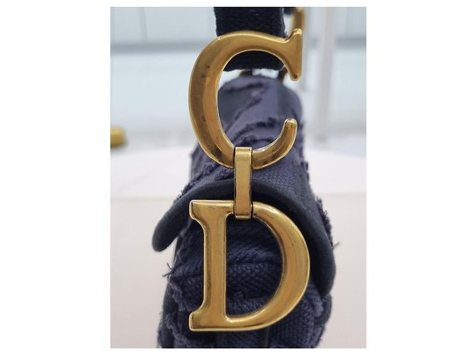 Saddle Dior Bestickte Schultertasche im Camouflage-Karomuster mit zusätzlichem Schultergurt Blau - Ansicht 21