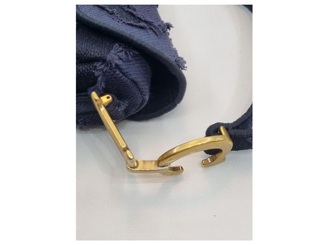 Saddle Dior Bestickte Schultertasche im Camouflage-Karomuster mit zusätzlichem Schultergurt Blau - Ansicht 22