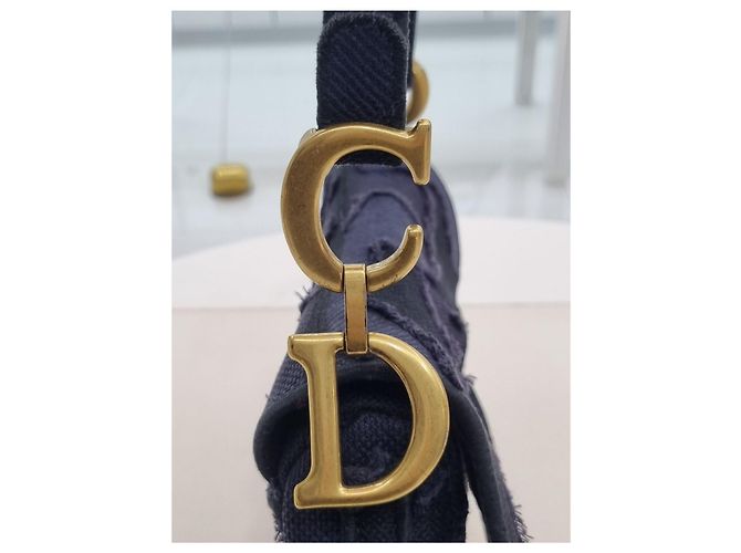 Saddle Dior Bestickte Schultertasche im Camouflage-Karomuster mit zusätzlichem Schultergurt Blau - Ansicht 23