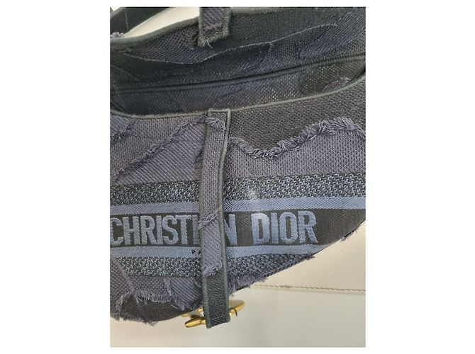 Saddle Dior Bestickte Schultertasche im Camouflage-Karomuster mit zusätzlichem Schultergurt Blau - Ansicht 24