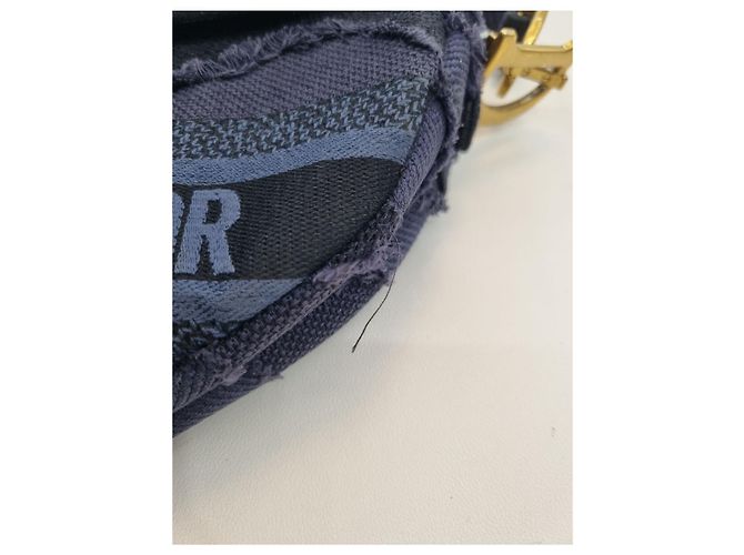 Saddle Dior Bestickte Schultertasche im Camouflage-Karomuster mit zusätzlichem Schultergurt Blau - Ansicht 25