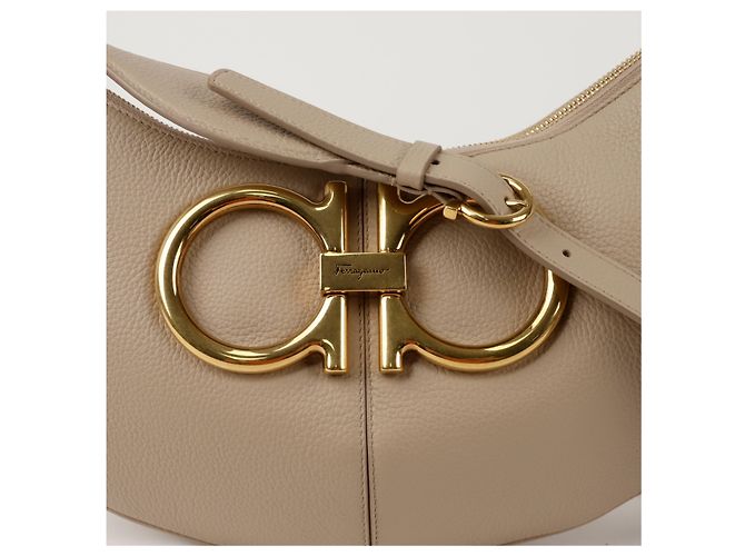 Salvatore Ferragamo Borsa a Spalla Maxi Gancio Marrone - vista 2