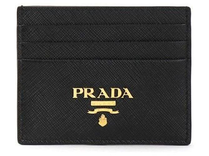 Prada Metall-Kartenhalter mit goldenem Logo QWA Schwarz - Ansicht 2