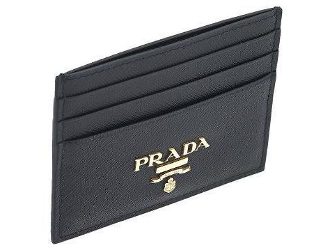 Prada Metall-Kartenhalter mit goldenem Logo QWA Schwarz - Ansicht 6