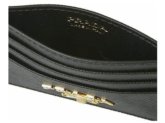 Prada Metall-Kartenhalter mit goldenem Logo QWA Schwarz - Ansicht 7
