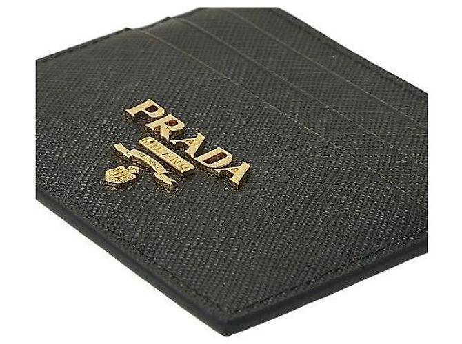 Prada Metall-Kartenhalter mit goldenem Logo QWA Schwarz - Ansicht 9