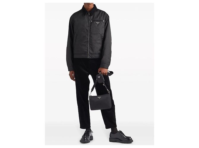 Prada Borsa a spalla in Re-Nylon e pelle Saffiano nera Nero - vista 2