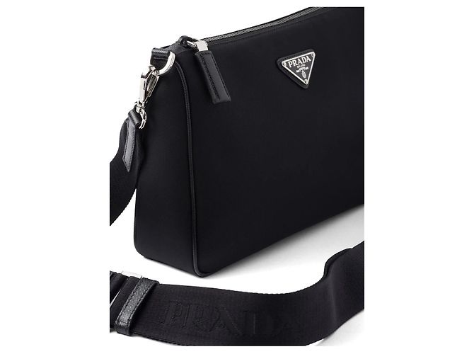 Prada Borsa a spalla in Re-Nylon e pelle Saffiano nera Nero - vista 4