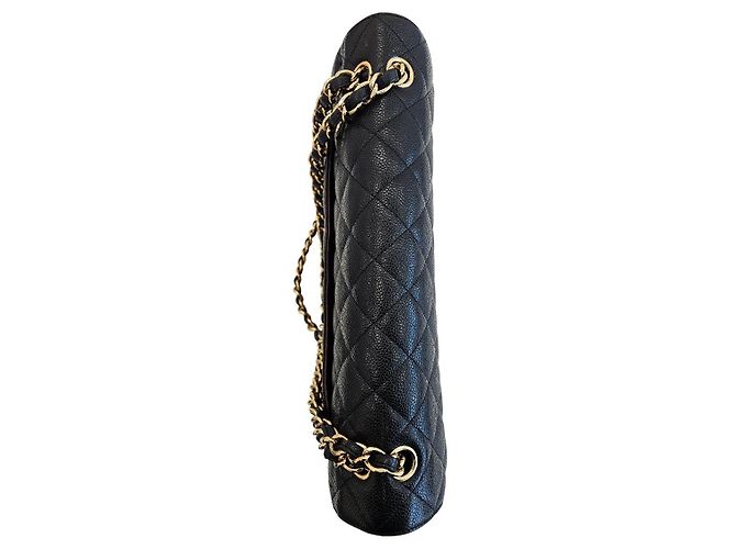 Chanel Borsa Maxi Flap in Caviar Oro Classico Nero - vista 8