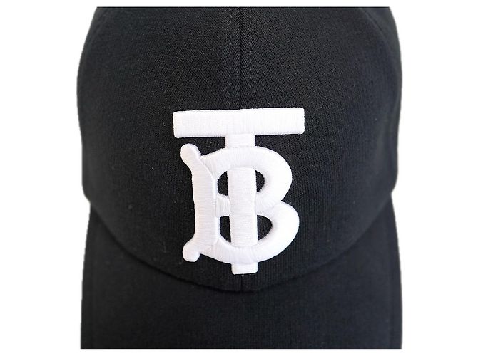 Burberry Cappellino da baseball donna nero in cotone spesso con logo TB - vista 12