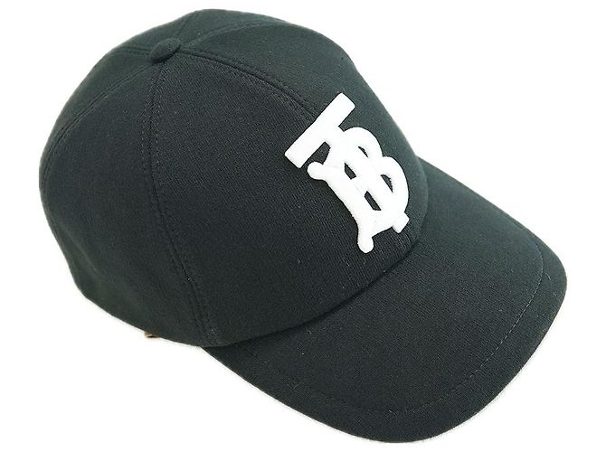 Burberry Cappellino da baseball donna nero in cotone spesso con logo TB - vista 3
