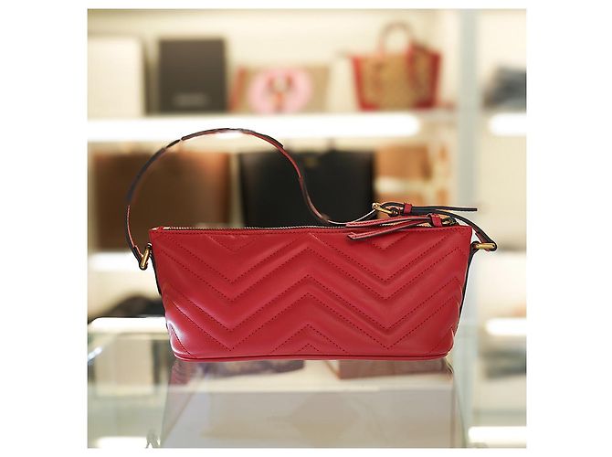 Gucci Borsa a Spalla Marmont Matelassé AABZB Rosso - vista 4